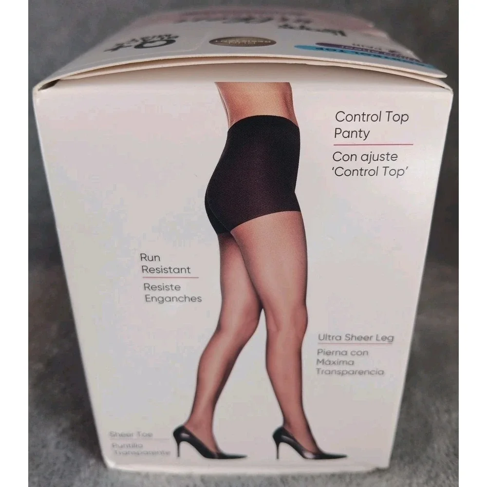 Leggs Silkin Mist Tights Ultra Sheer Q+ Black Mist Control Top Run Resist 2 Pair